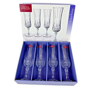 Cristal d'Arques LONGCHAMP France Champagne Flutes set of 4 in box